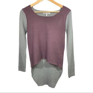 HOUSE OF HARLOW 1960 Women’s Jade Knit High-Low Sweater Purple/Gray Extra Small